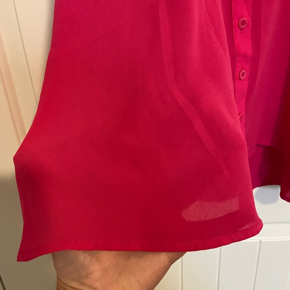 NWOT | Style & Co women’s hot pink sleeveless sheer button loose pocket blouse L - Picture 4 of 6